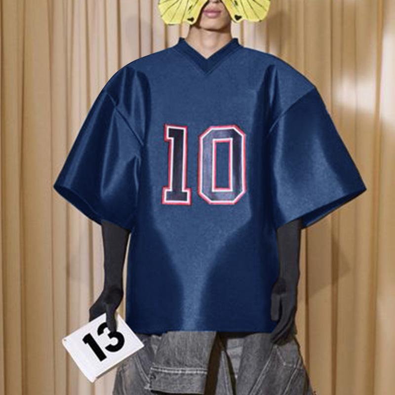 

INCERUN Мужские футболки свободного покроя с коротким рукавом и круглым вырезом, с принтом букв XL синий