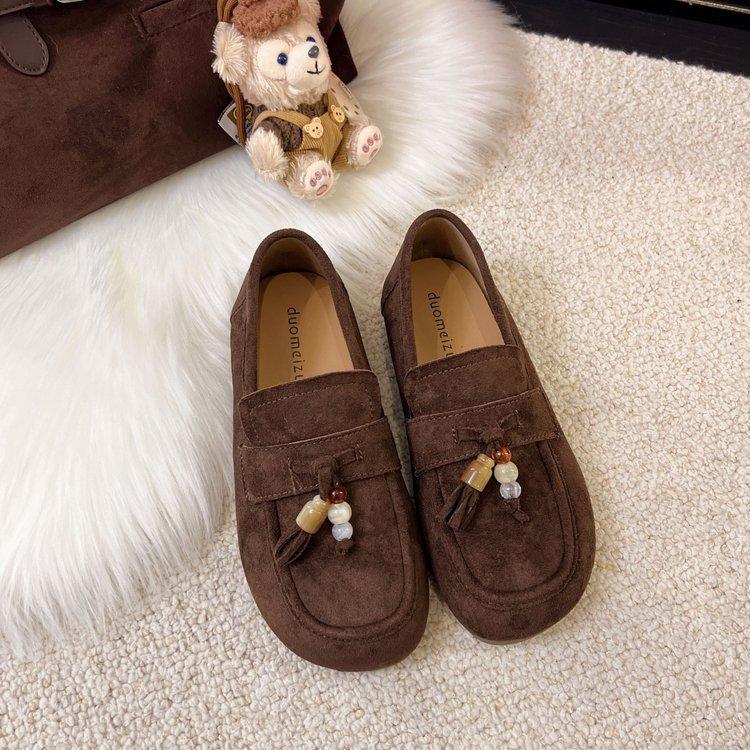 Bohemian Soft-soled Beanie Shoes Women's Loafers Autumn 2025 New Casual Pregnant Women Flat One-pedal Single Shoes