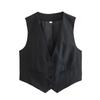 Spring and Summer New Women's Clothing Minimalist Style V Neck Sleeveless Decorated Row Button Short Candy Color Vest Jacket 2347888