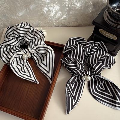 Elegant and Fashionable Minimalist Striped Ribbon Hairband, Graceful Lady's Ponytail Hair Tie