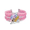 1Pc Demon Hunters KPOP Cartoon Time Gem Bracelet, Leather Braided Blue Multi Layer