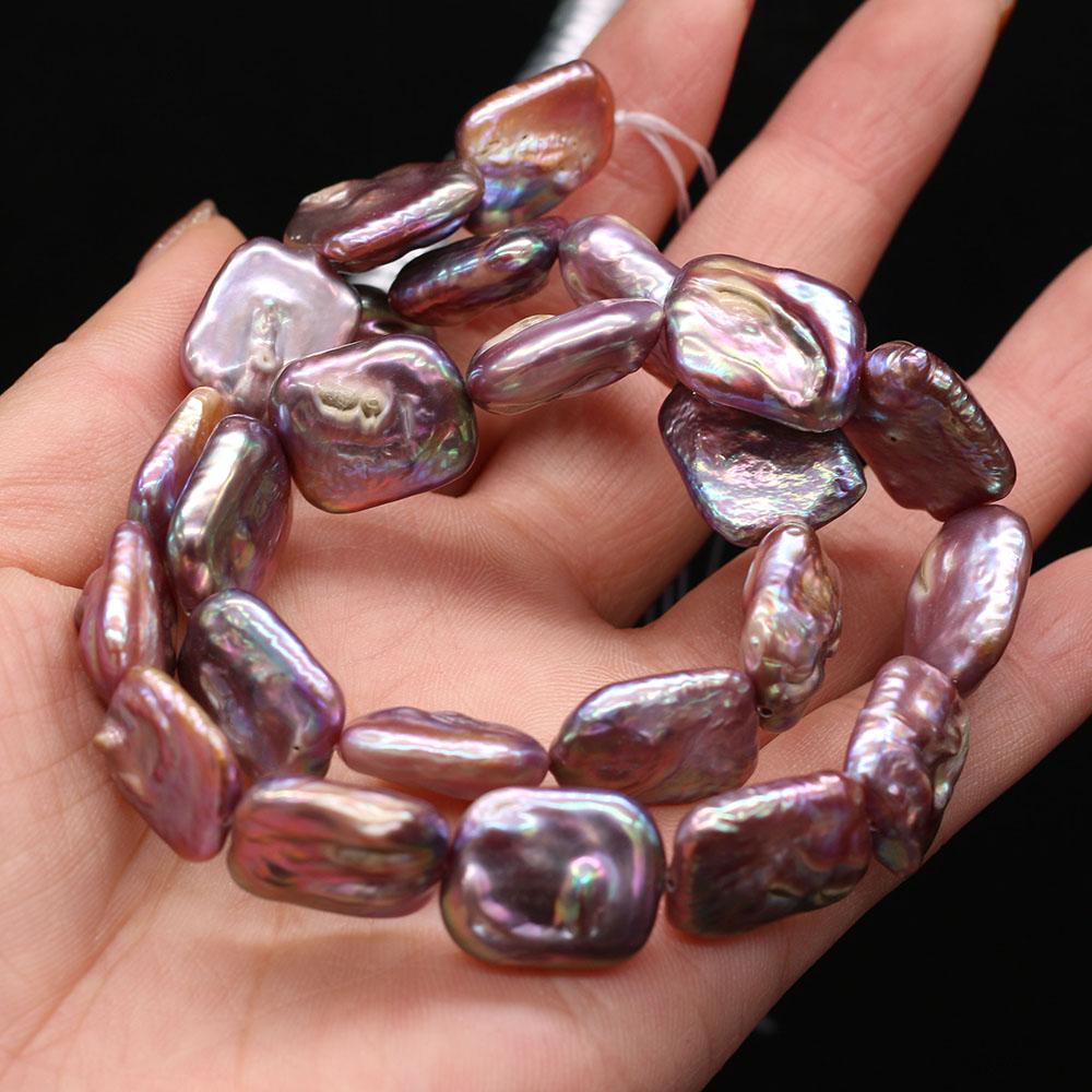 1String, Purple Natural Freshwater Pearls, 15×18mm, Handmade Rectangle Pearl Beads for Jewelry Making DIY, Cheapest Items Available 36cm