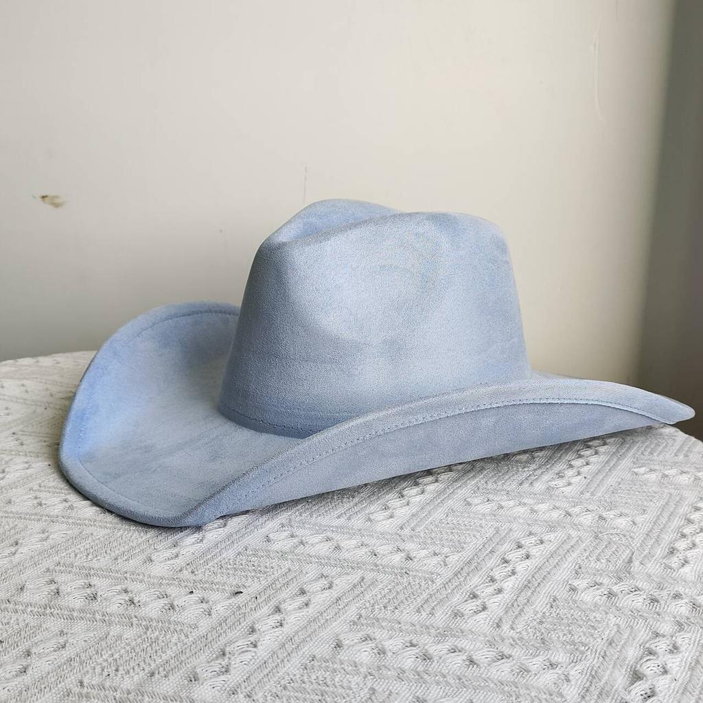 Cappello fedora western cowboy classico con top concavo convesso in camoscio a tesa larga uomo e donna cappello da cowboy moda festa cappello a tesa larga cowgirl