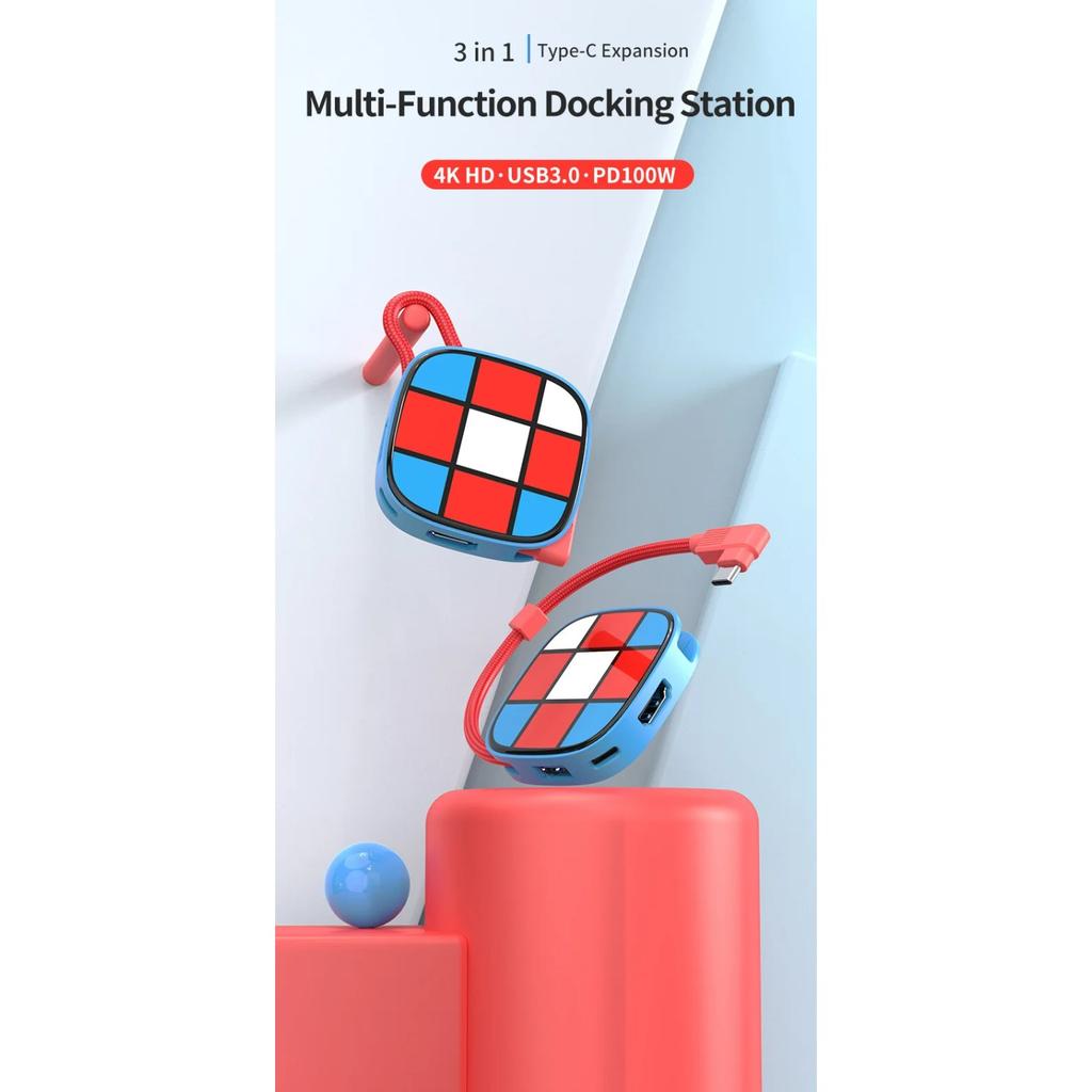 For Nintendo Switch 2 Portable 3-in-1 Docking Station Expansion Simple Type-C 4K TV Convenient HDTV & USB3.0 & PD for NS Switch2