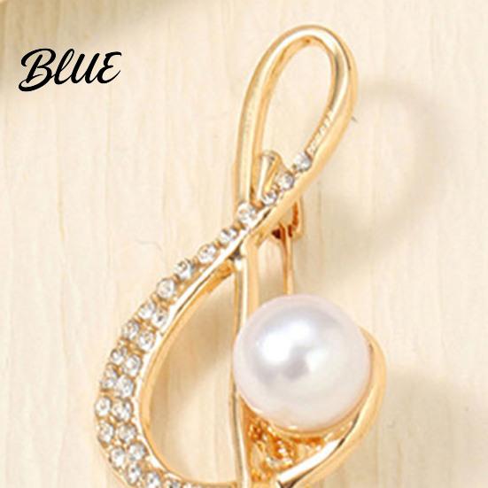 Long-lasting Brooch Musical Note Shape Pin Imitation Pearl Rhinestones Inlaid