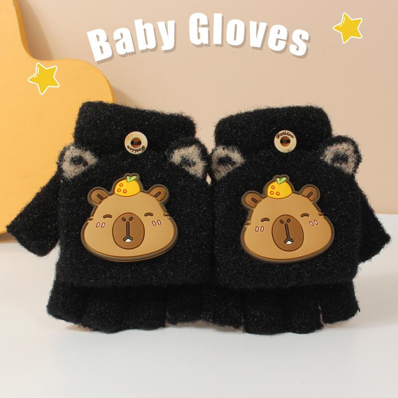 

Детские перчатки зимние для девочки милые с откидным верхом теплые от холода для учеников начальной школы для катания пятипалые