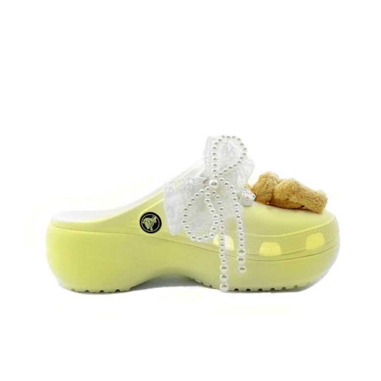 Crocs Classic Platform Clog Sponge Rabbit Series Beach Girl Campus Style EVA Hole Shoes for Men and Women Yellow