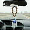 Handmade Wooden Bead Pendant 22cm Rearview Mirror Pendant Retro Tassel Pendant
