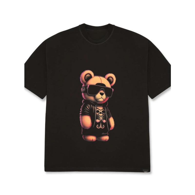 

Oversized T Shirt Black Bear Wearing Sunglasses And Leather Jacket Streetwear Style Casual Wear For Men XXXXL