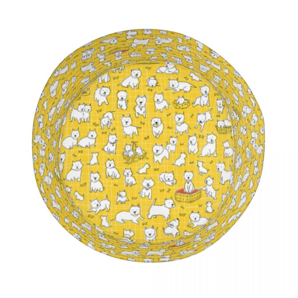 Sombrero de cubo personalizado para cachorros de West Highland White Terrier, gorra de pescador Unisex con patrón de perro Westie para mujer, sol de playa, verano