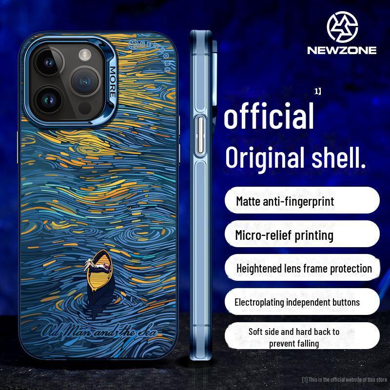 "Van Gogh Schneeb Berg Stoßfestes Mattes Silber Case für iPhone 16/15/14 Pro Max"