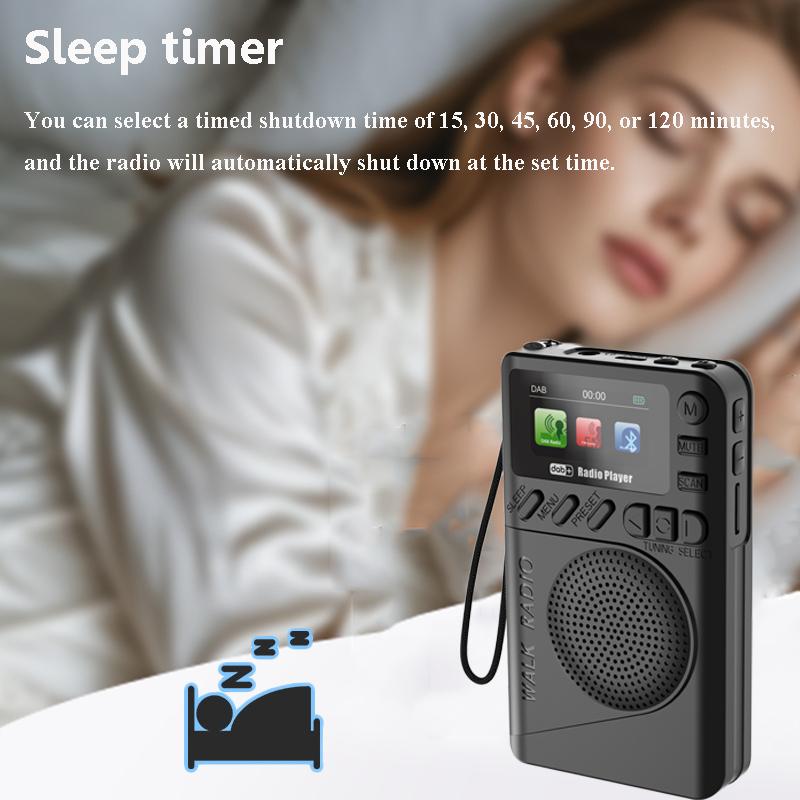 Mini Pocket DAB/FM Radio Colorful LCD Display Radios Receiver Rechargeable Bluetooth Speaker MP3 Player Support TF Sleep Timer