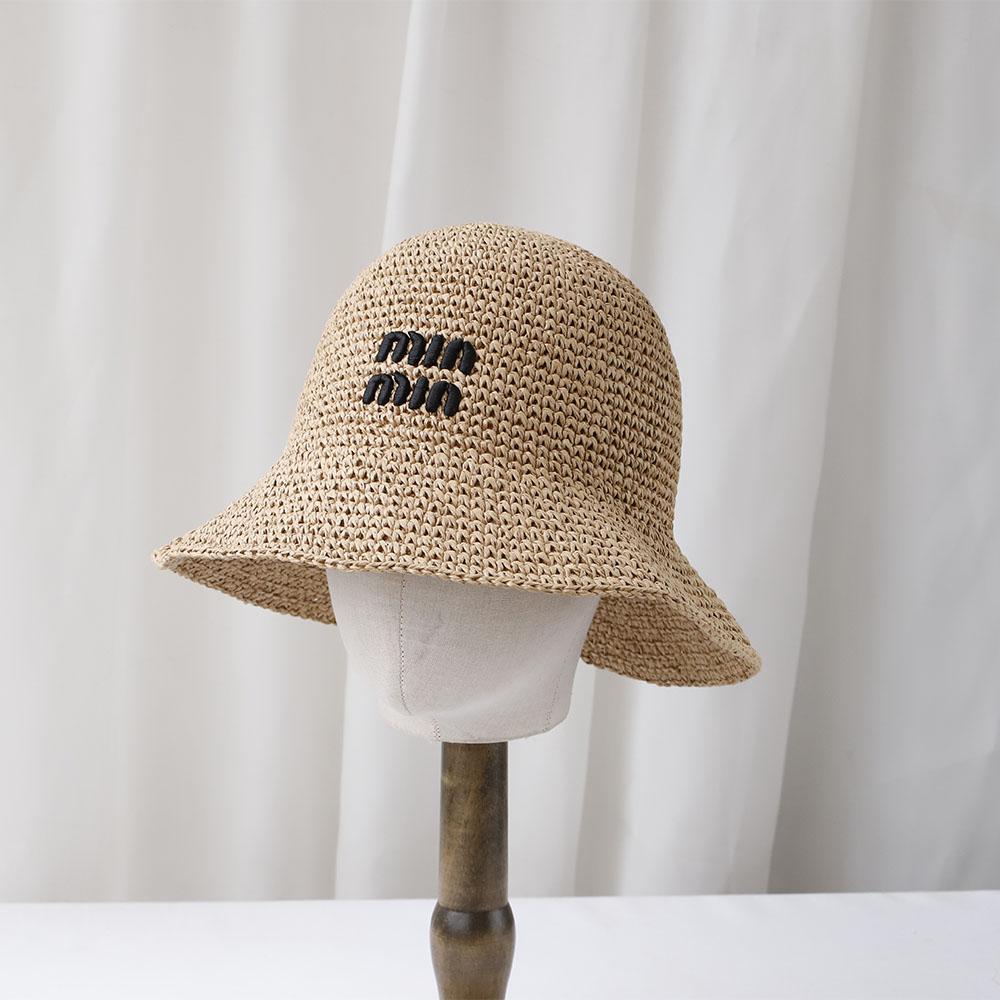 Handmade Letter Embroidery Sun Hat Wide Brim Floppy Summer Straw Panama Dome Bucket Hat for Women Beach