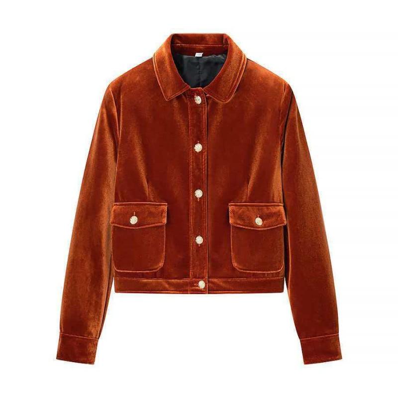 Womens Velvet Short Jacket Vintage Chic