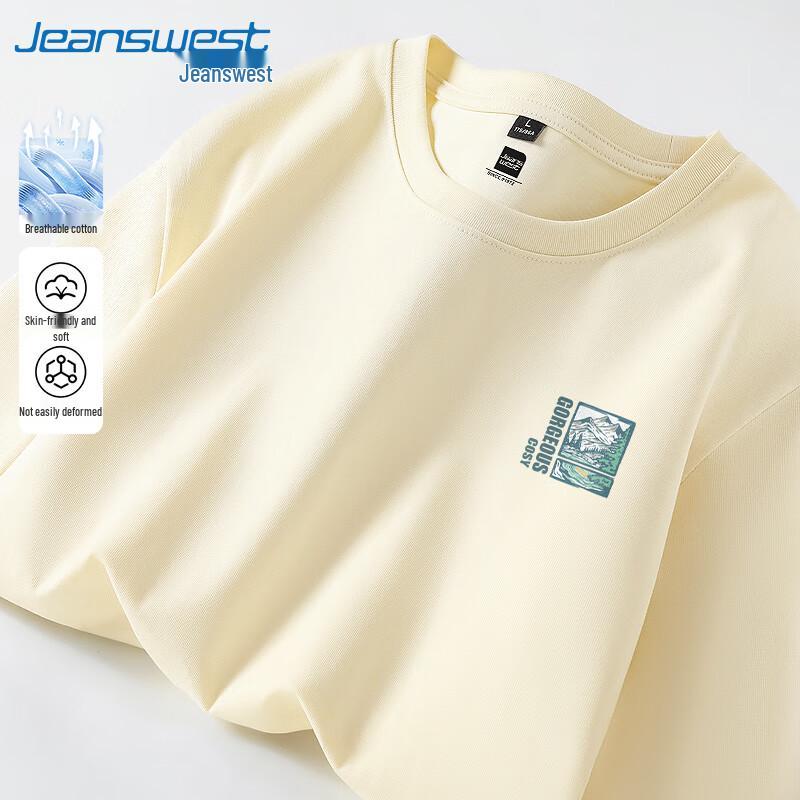 Мужская хлопковая футболка с коротким рукавом Jeanswest, плотная, с принтом горной вершины M