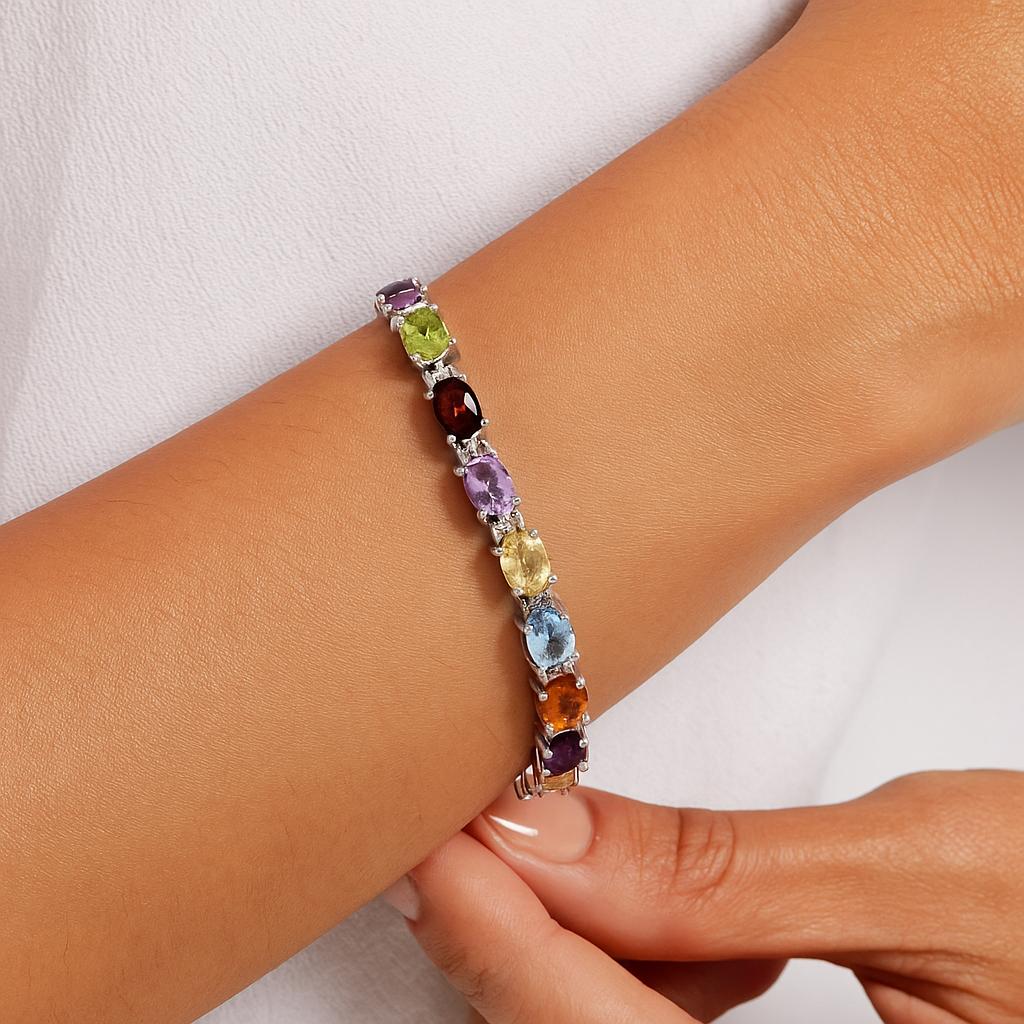 

Теннисный браслет с несколькими камнями - Серебро 925 пробы