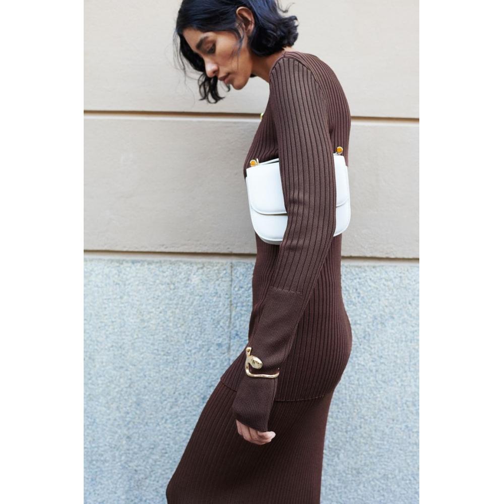 

H M ribbed knit top dark brown