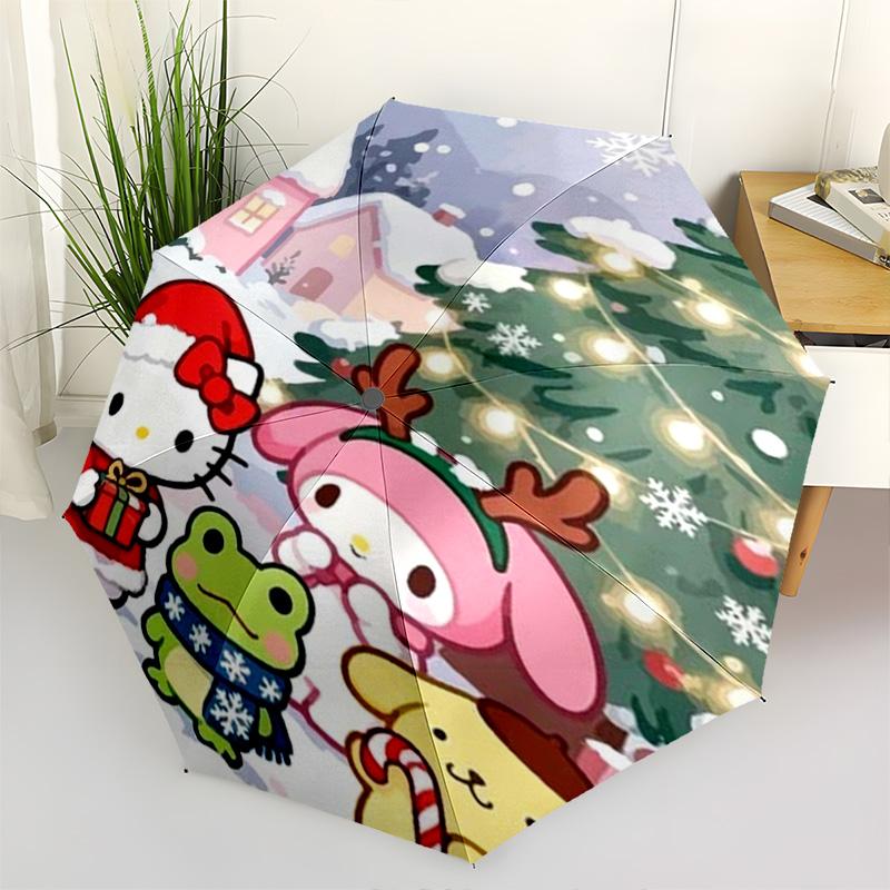 1pc Sanrio Umbrella Portable Folding Umbrella Iron Frame Hole Bone Structure Outdoor Home Umbrella