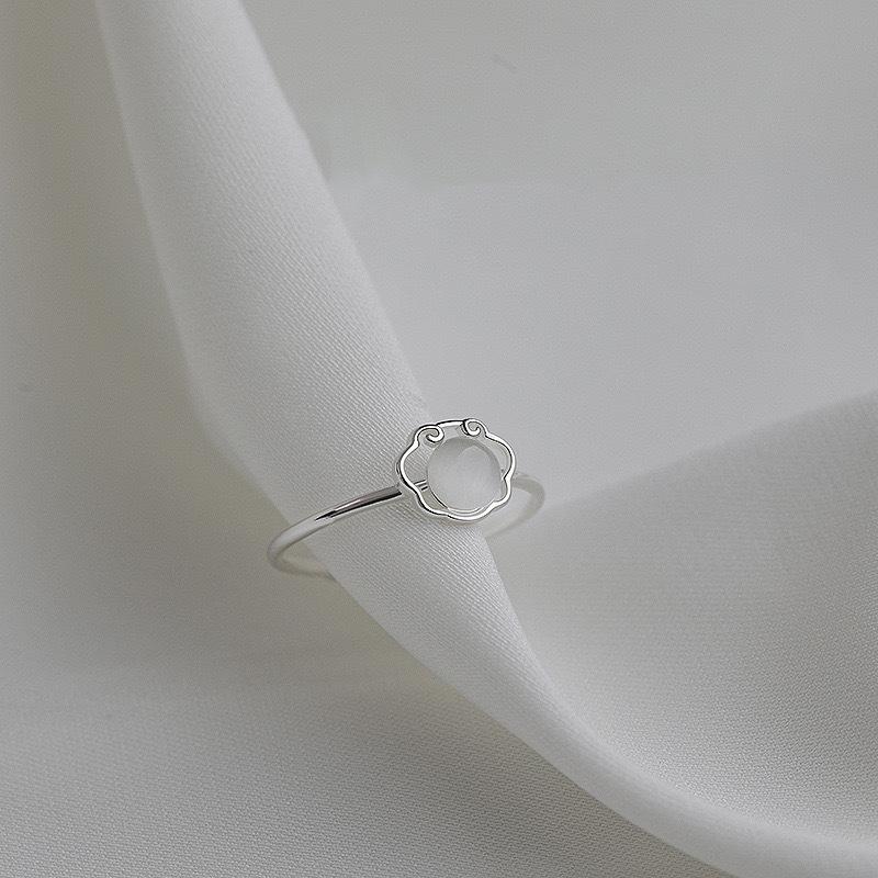 Xiangyun Ruyi Safe Lock Ring Women's Niche Light Luxury Fashion Chinese Style Opal Open Ring Jewelry
