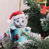 Cartoon Christmas Cup Cat Pendant Acrylic Cat Rearview Mirrors Pendant  for Car Xmas Tree Bag