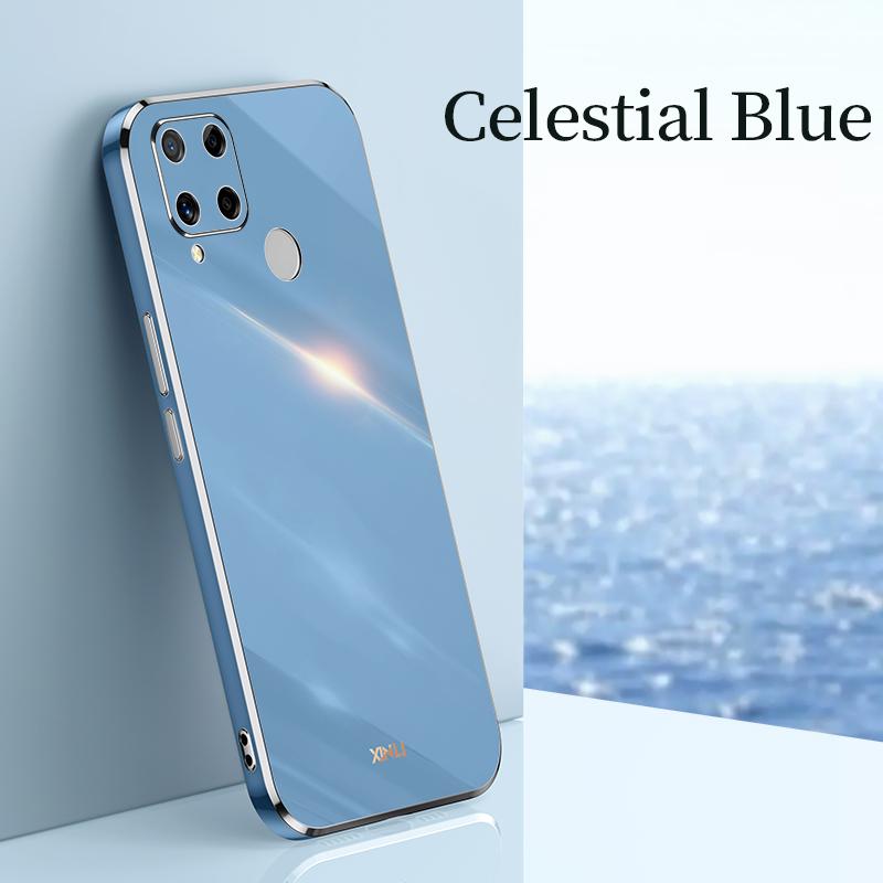 Bling Square Plating Soft Case For OPPO Realme C21Y C35 C31 C20 C17 C15 C12 C11 10 9 9i 8 7 Pro A54 A74 A94 A52 A72 A92 A33 A53 4G 5G Silicone Cover