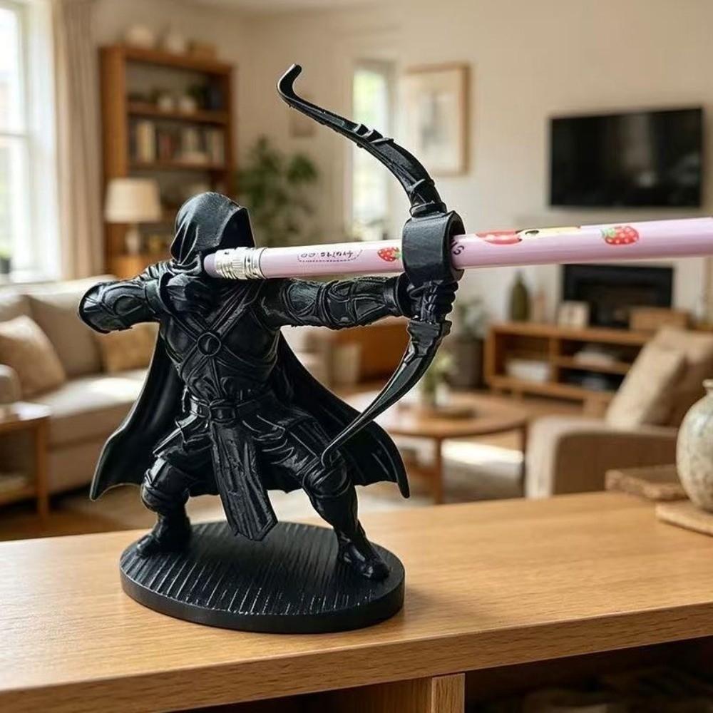 Retro Bogenschütze Stifthalter Plastik Samurai Skulptur Schreibtisch Stifthalter Heimdekoration