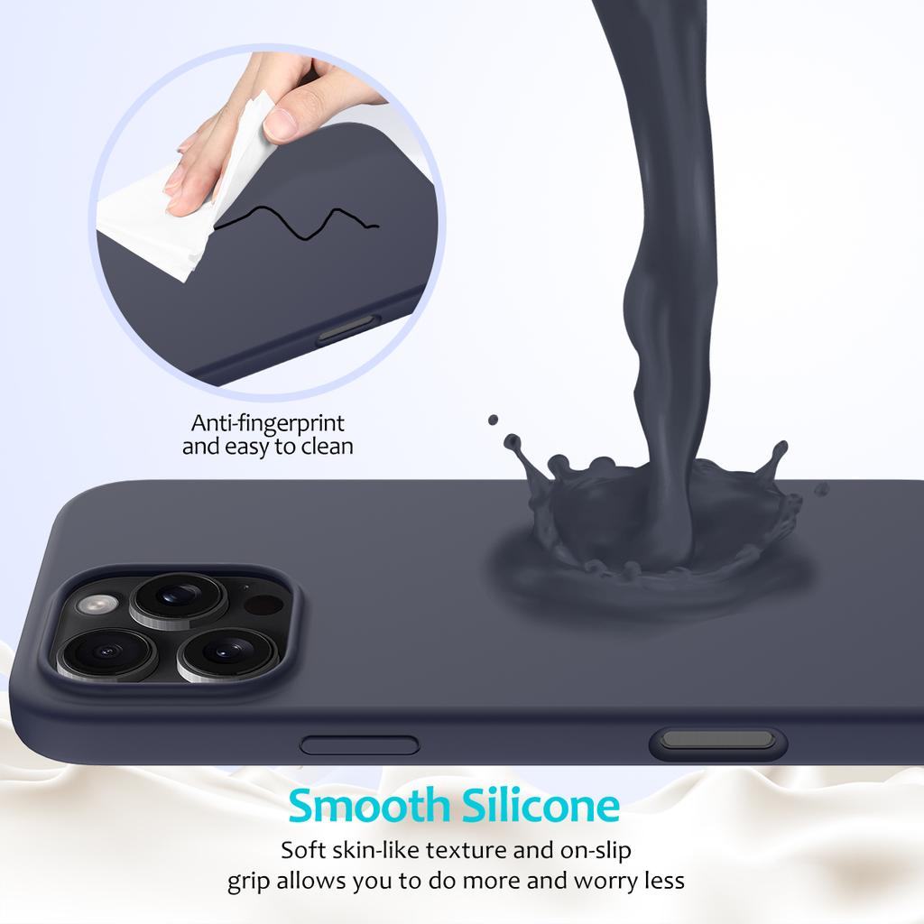 For iPhone 16 Pro Case Shockproof Liquid Silicone Soft Lining Phone Cover