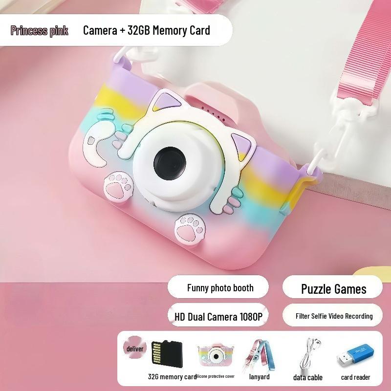 Rainbow Digital Camera for Kids: Girl's Photo-Taking Birthday Gift - X2-MCM
