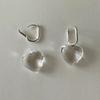 [925silver] Clear Heart Earring (2way)