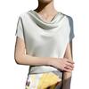 Fashion Women Satin Thin Temperament Collar Tops Short Sleeve Stacked Spring Summer New Versatile T-shirt Foreign Style