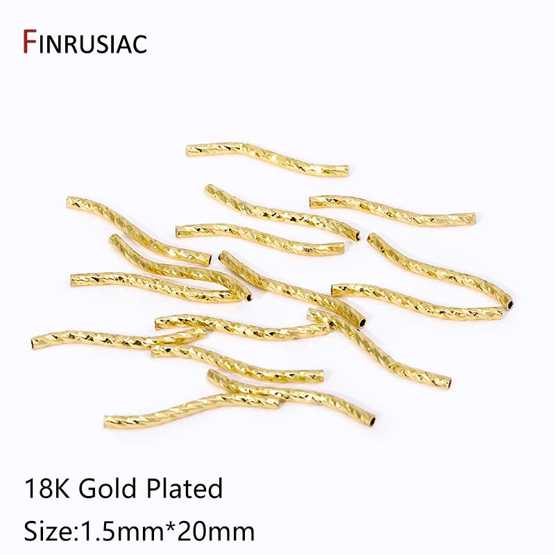 Messing 14/18K Vergoldet 20/30mm Lang Gebogene S-Form Röhrenperlen Zubehör Für DIY Schmuckherstellung Zubehörteile 20 pieces beige