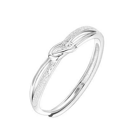 Women's S999 Sterling Silver Starry Knotted Ring - Light Luxury, Adjustable Open Design, Perfect for Index Finger or Best Friend Gift