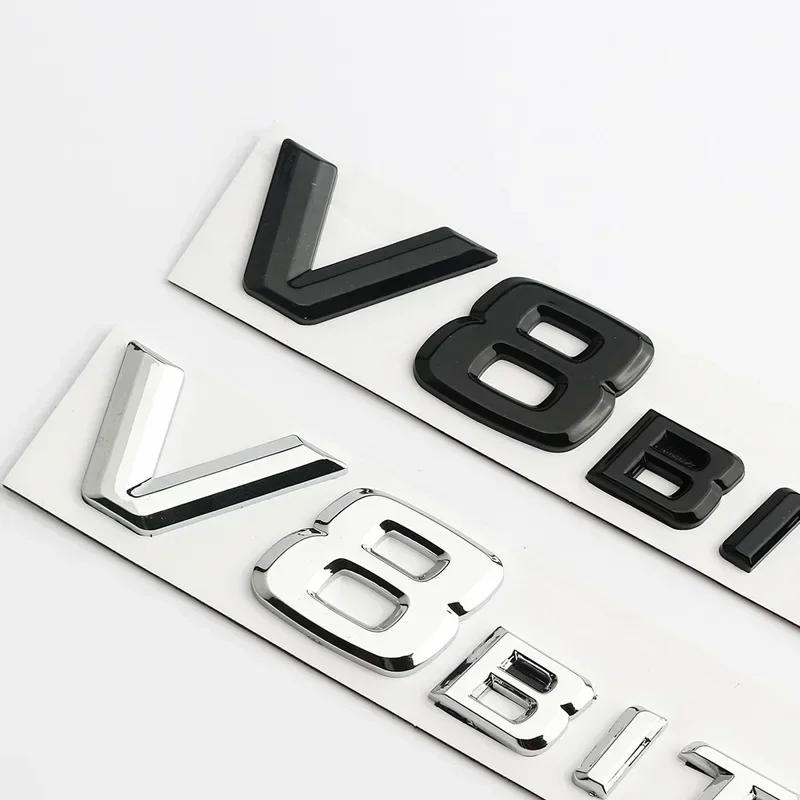 3D Chrome Black V8 V12 BITURBO Lettering Fender Emblem Badge Sticker for Mercedes Benz AMG logo E63 CL63 CLS63 G63 ML63 S63 SL63 AX1