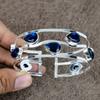 London Blue Topaz Gemstone 925 Sterling Silver Cuff Bangle Adjustable KKG-204