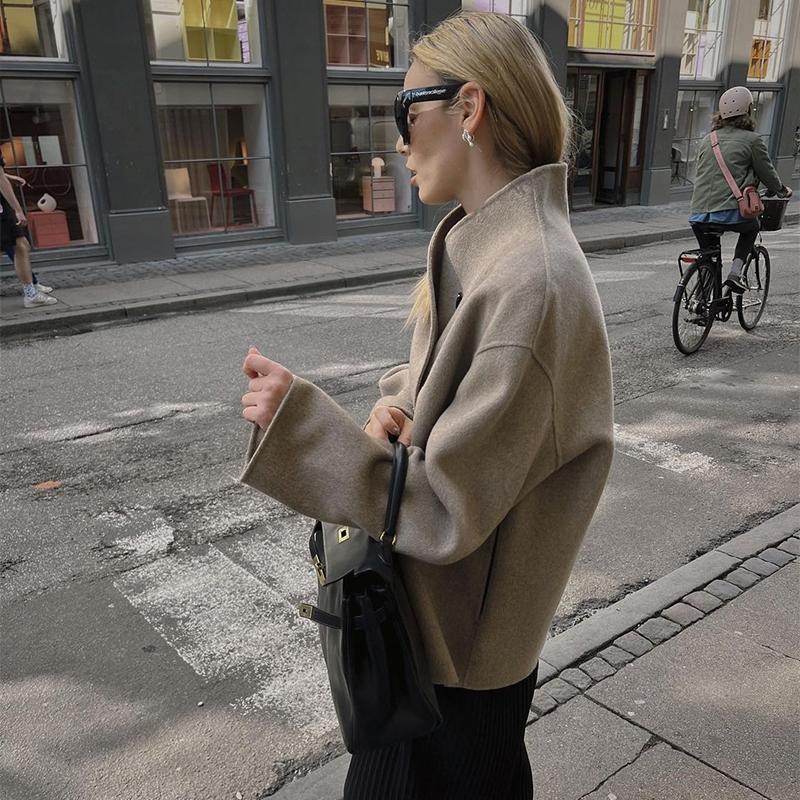 Elegant Faux Fur Jackets Women Loose O-neck Long Sleeves Double Breasted Female Coats 2024 Autumn Winter New Lady Streetwears