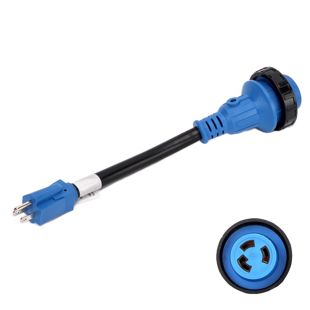 Wohnmobil-Stromkabelstecker, robust, 15-A-Stecker auf 30-A-Buchse, Wohnmobil-Adapter mit Drehverriegelung und LED-Anzeige (US-Standard)
