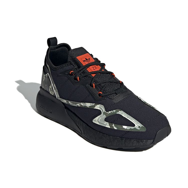 Adidas ZX 2K Boost Black Camo Unisex Sneakers Core-Black Collegiate-Orange GW2328