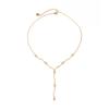 European and American personalized corrugated splicing clavicle chain stainless steel necklace insY-shaped micro-inlaid zircon fringed necklace