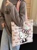 Hello Kitty Cartoon Print Canvas Tragetasche - Koreanischer Lässiger Stil Schulter-Handtasche
