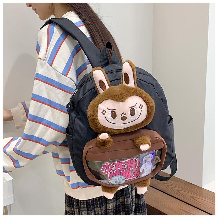 Cartoon cute Labu plush shoulder bag two-dimensional pain bag large capacity high-end backpack school bag CLE