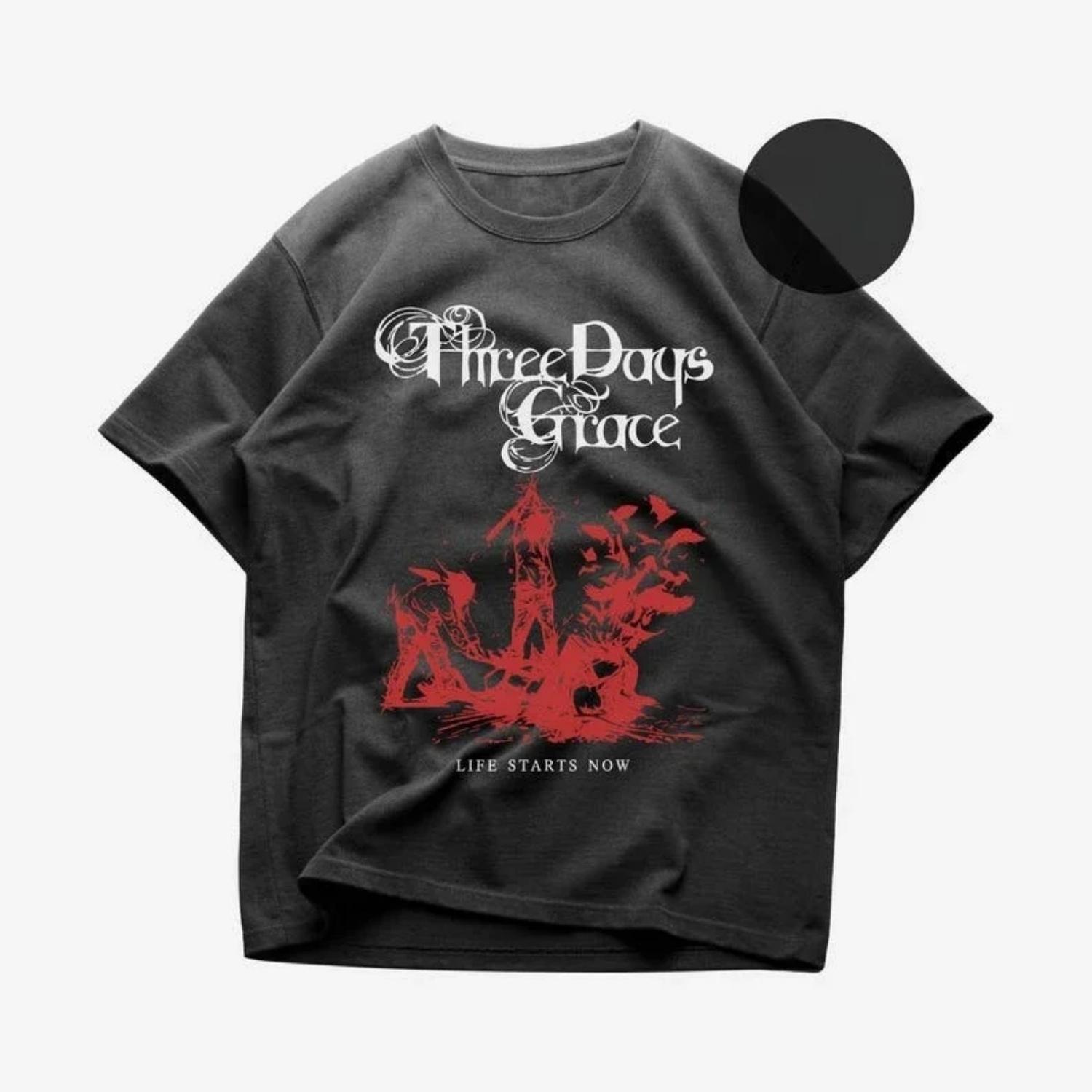 Three Days Grace T-Shirt - Rock Music Life Starts Now Shirt TDG Band Tee Three Days Grace Merch Unisex Rocker Clothing S чёрный