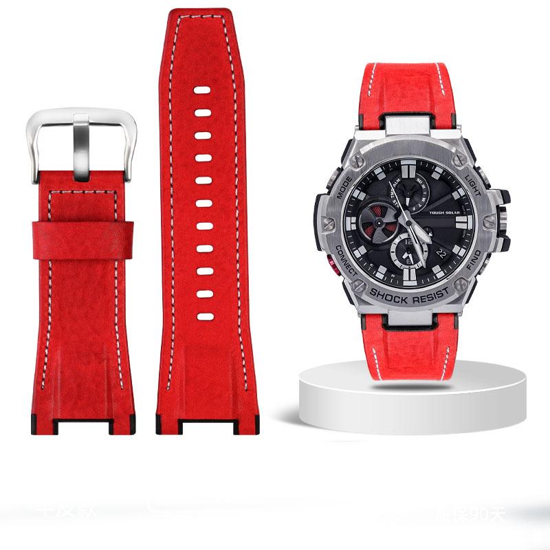 Pro hodinky Casio GST-S100G S110 S130L W100G W110 210B 400G Řemínek na hodinky plátěný Náramek 26*14mm Pánský měkká kůže Hovězí kůže Kožený řemínek na hodinky