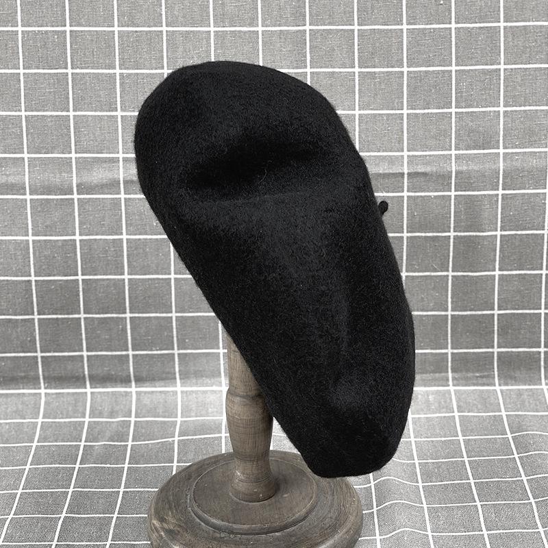 

Huge Face Small~ Oversized Wool Beret Female British Retro Painter Hat Exaggerated Cloud Hat Internet Celebrity M54-58CM чорний