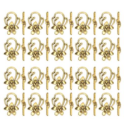 20 Sets Bracelet Toggle Clasp Gold Retro Alloy Flower Shape OT Buckle Jewelry Accessories