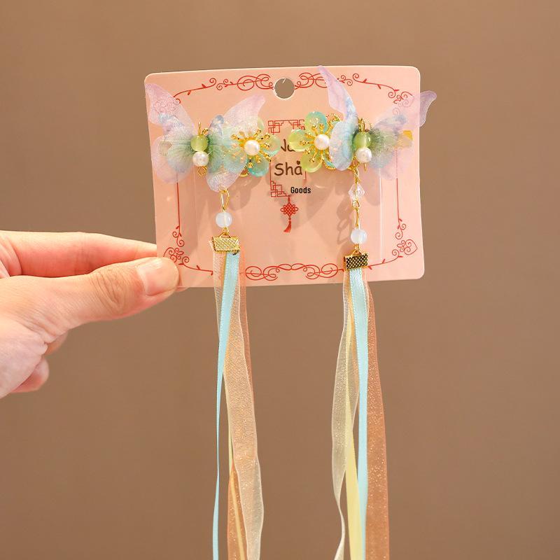 

Ancient Style Fairy Bow Hair Clip for Girls - Hanfu Tassel Headdress