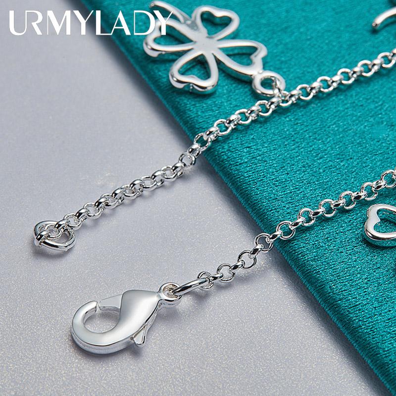 925 Sterling Silber Vierblättriges Kleeblatt-Armband für Damen, Hochzeit, Party, einfacher Charm-Schmuck