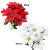 Artificial Poinsettia Flower 35cm 7 Heads 10cm Flower Diameter Artificial Poinsettia Bush for Wedding Stage Living Room Red