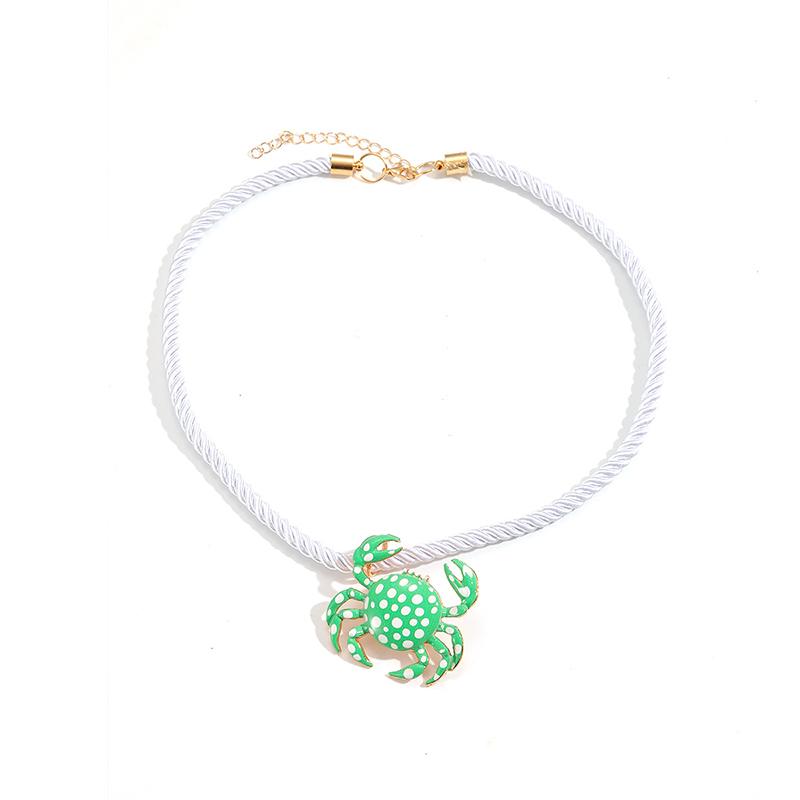 Colorful Enamel Crab Pendant Necklaces for Women Fashion Ocean Style Exaggerated Charm Choker Necklace Vacation Jewelry Gift