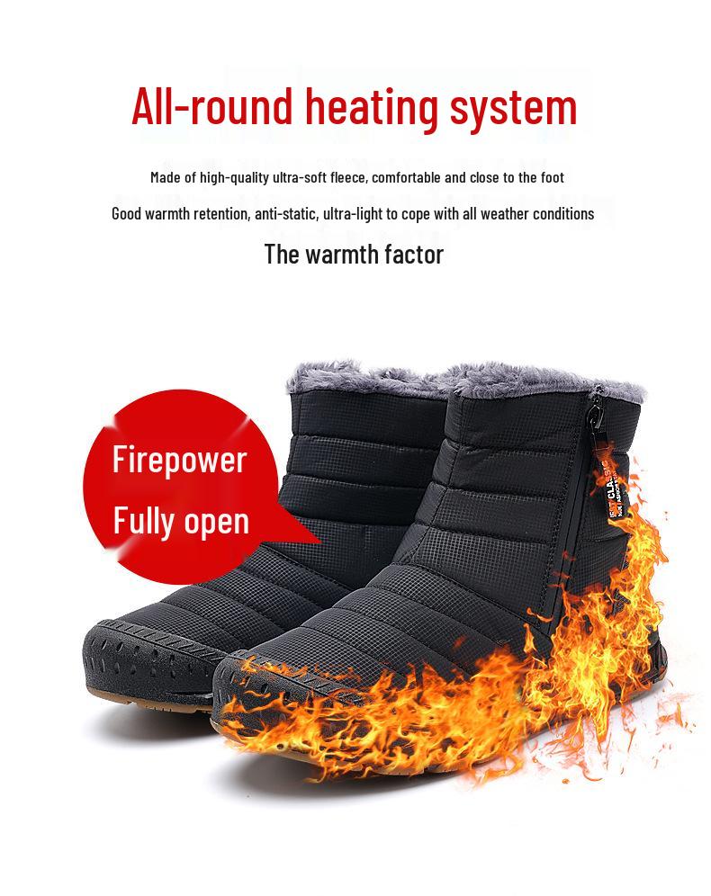 Unisex Mid-Top Waterproof Winter Snow Boots with Anti-Slip Sole and Plush Lining