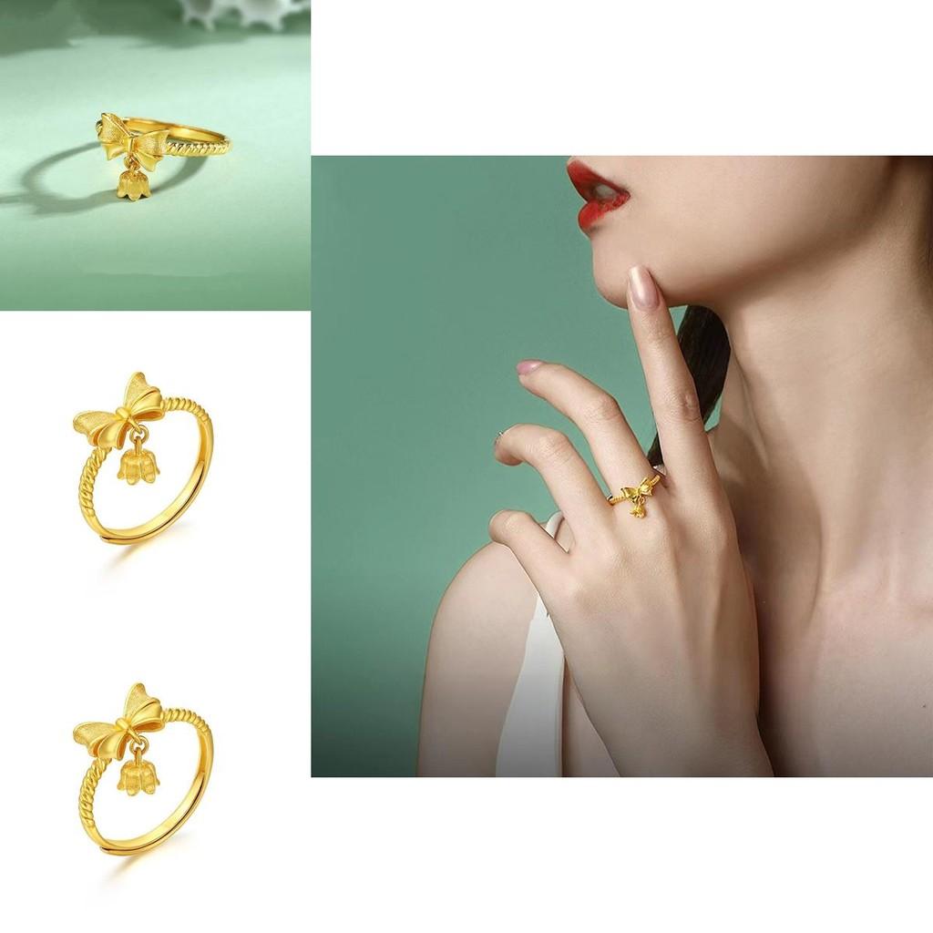 Trendy Brass Butterfly Knot Ring Featuring Adjustable Size And Beautiful Flower Design